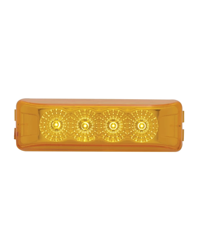 (CARD) 4 AMBER LED RECTANGULAR REFLECTOR LIGHT - AMBER LENS (CARD) 4 AMBER LED RECTANGULAR REFLECTOR LIGHT - AMBER LENS