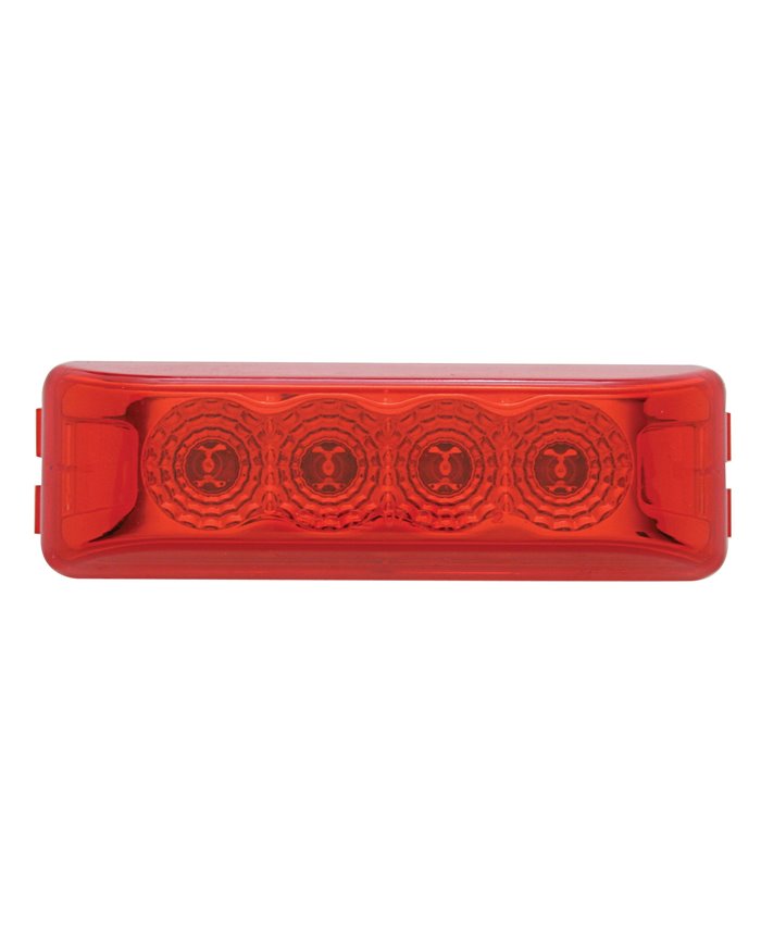 (CARD) 4 RED LED RECTANGULAR REFLECTOR LIGHT - RED LENS