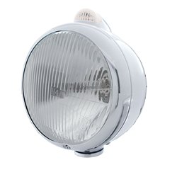 UP31544-Chrome Guide 682-C Style Headlight H4 & LED Turn Signal - Clear Lens
