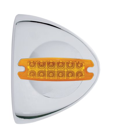 (CARD) 12 AMBER REFLECTOR LED CHROME PLASTIC PETERBILT HEADLIGHT COVER - AMBER LENS (CARD) 12 AMBER REFLECTOR LED CHROME PLASTIC PETERBILT HEADLIGHT COVER - AMBER LENS