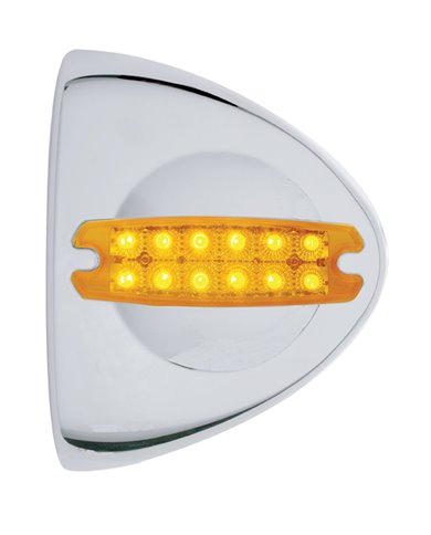 (CARD) 12 AMBER REFLECTOR LED CHROME PLASTIC PETERBILT HEADLIGHT COVER - AMBER LENS (CARD) 12 AMBER REFLECTOR LED CHROME PLASTIC PETERBILT HEADLIGHT COVER - AMBER LENS