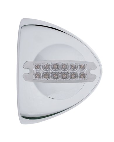 (CARD) 12 AMBER REFLECTOR LED CHROME PLASTIC PETERBILT HEADLIGHT COVER - CLEAR LENS (CARD) 12 AMBER REFLECTOR LED CHROME PLASTIC PETERBILT HEADLIGHT COVER - CLEAR LENS