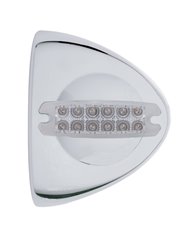 (CARD) 12 AMBER REFLECTOR LED CHROME PLASTIC PETERBILT HEADLIGHT COVER - CLEAR LENS