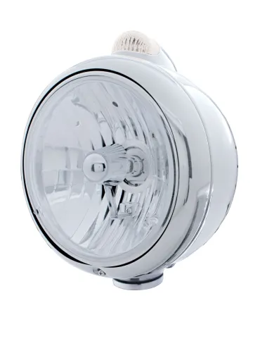 UP31547-Chrome Guide 682-C Style Headlight Crystal H4 & LED Signal Clear Lens