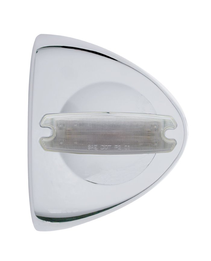 (CARD) 12 AMBER REFLECTOR LED CHROME PLASTIC PETERBILT HEADLIGHT COVER - CLEAR LENS