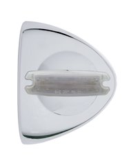 (CARD) 12 AMBER REFLECTOR LED CHROME PLASTIC PETERBILT HEADLIGHT COVER - CLEAR LENS