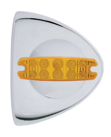 (CARD) 10 AMBER LED CHROME PLASTIC PETERBILT HEADLIGHT COVER - CLEAR LENS (CARD) 10 AMBER LED CHROME PLASTIC PETERBILT HEADLIGHT COVER - CLEAR LENS