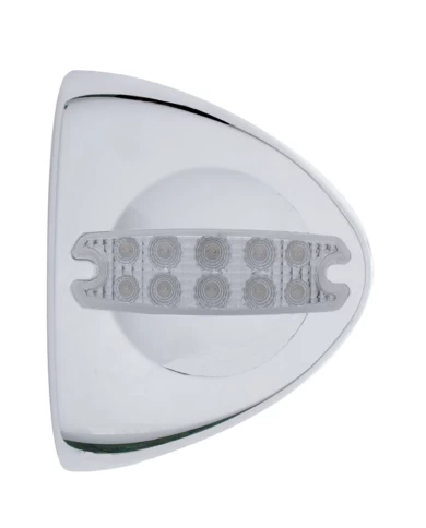 (CARD) 10 AMBER LED CHROME PLASTIC PETERBILT HEADLIGHT COVER - CLEAR LENS (CARD) 10 AMBER LED CHROME PLASTIC PETERBILT HEADLIGHT COVER - CLEAR LENS
