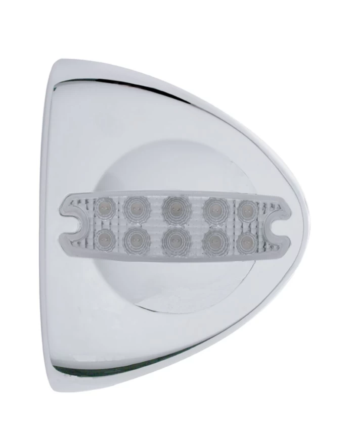 (CARD) 10 AMBER LED CHROME PLASTIC PETERBILT HEADLIGHT COVER - CLEAR LENS