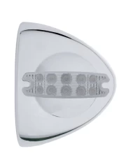 (CARD) 10 AMBER LED CHROME PLASTIC PETERBILT HEADLIGHT COVER - CLEAR LENS