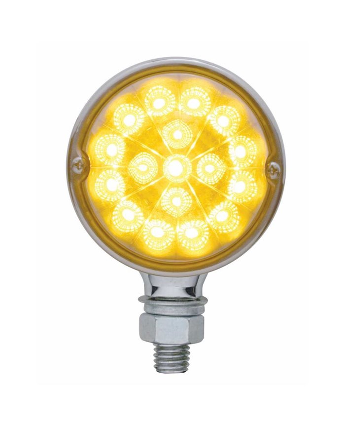 (CARD) 17 AMBER LED CLEAR LENS ROUND REFLECTOR SINGLE FACE LIGHT - AMBER LENS (CARD) 17 AMBER LED CLEAR LENS ROUND REFLECTOR SINGLE FACE LIGHT - AMBER LENS