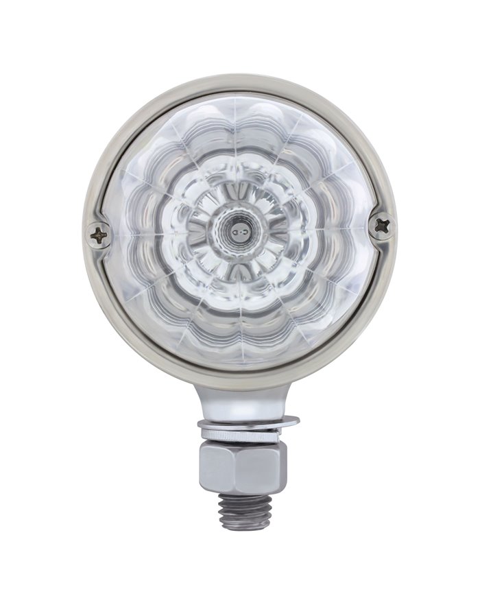 (CARD) CHROME 17 RED LED WATERMELON SINGLE FACE REFLECTOR AUXILIARY LIGHT - CLEAR LENS