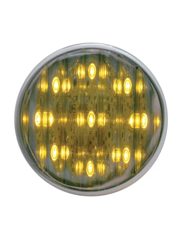 (CARD) 9 AMBER LED 2" ROUND FLAT AUXILIARY/ACCESSORY LIGHT - CHROME LENS (CARD) 9 AMBER LED 2" ROUND FLAT AUXILIARY/ACCESSORY LIGHT - CHROME LENS