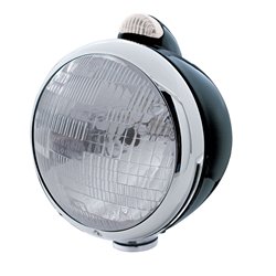 UP31555-Black Guide 682-C Style Headlight H6024 & LED Turn Signal - Clear Lens