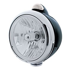 UP31561-Black Guide 682-C Style Headlight Crystal H4 & LED Signal - Clear Lens
