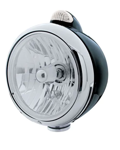 UP31561-Black Guide 682-C Style Headlight Crystal H4 & LED Signal - Clear Lens