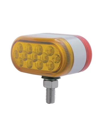 (CARD) CHROME PLASTIC DOUBLE FACE 13 AMBER/RED LED DUAL FUNCTION REFLECTOR LIGHT - AMBER/RED LENS (CARD) CHROME PLASTIC DOUBLE FACE 13 AMBER/RED LED DUAL FUNCTION REFLECTOR LIGHT - AMBER/RED LENS