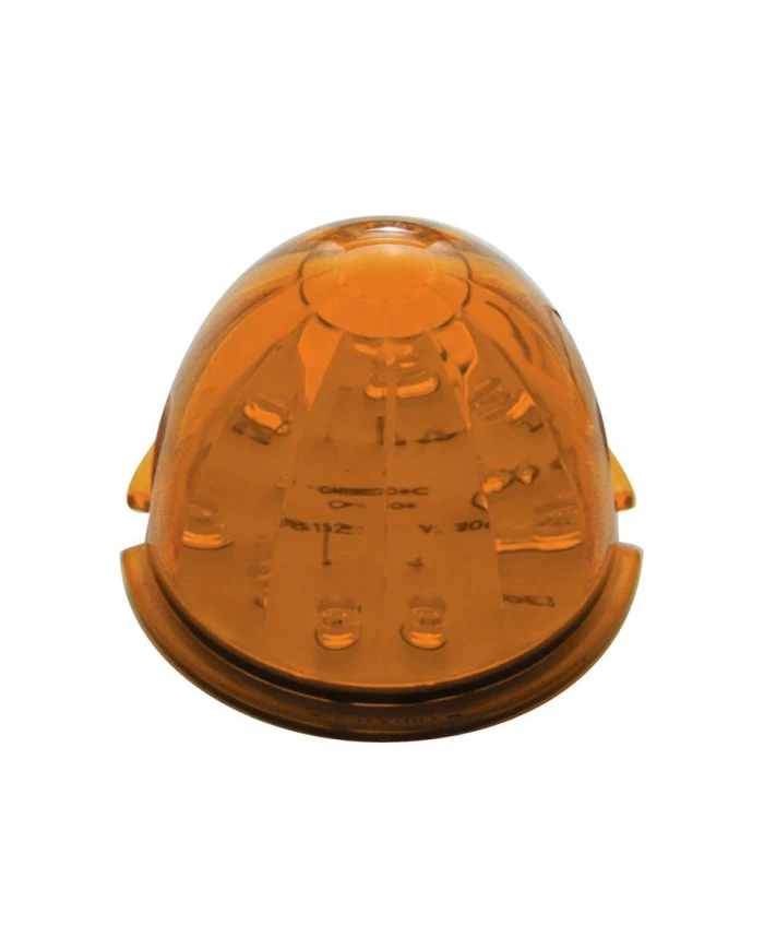 (BULK) 17 AMBER LED ROUND WATERMELON DUAL FUNCTION AUXILIARY/CAB LIGHT- AMBER LENS