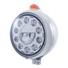 UP31562-Stainless Steel Guide 682-C Headlight 11 LED Bulb & Dual Mode LED Signal-Amber Lens