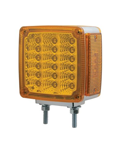 (CARD) 18 x 2 AMBER LED + 3 AMBER LED SQUARE TURN SIGNAL LIGHT W/ REFLECTOR - AMBER LENS (CARD) 18 x 2 AMBER LED + 3 AMBER LED SQUARE TURN SIGNAL LIGHT W/ REFLECTOR - AMBER LENS