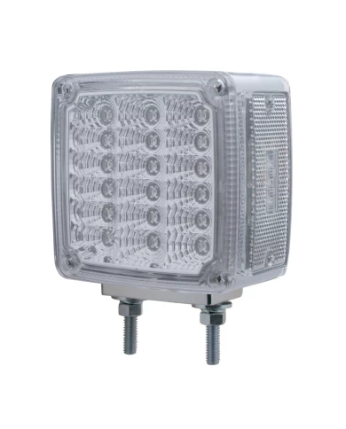 (CARD) 18 x 2 AMBER LED + 3 AMBER LED SQUARE TURN SIGNAL LIGHT W/ REFLECTOR - CLEAR LENS (CARD) 18 x 2 AMBER LED + 3 AMBER LED SQUARE TURN SIGNAL LIGHT W/ REFLECTOR - CLEAR LENS