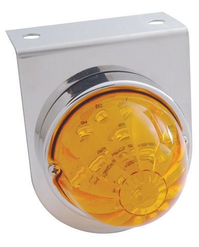 (BULK) S.S. LIGHT BRACKET W/ 1 LARGE WATERMELON DUAL FUNCTION 17 AMBER LED LIGHT - AMBER LENS (BULK) S.S. LIGHT BRACKET W/ 1 LARGE WATERMELON DUAL FUNCTION 17 AMBER LED LIGHT - AMBER LENS