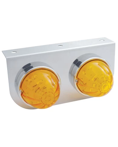 (BULK) S.S. LIGHT BRACKET W/ 2 LARGE WATERMELON DUAL FUNCTION 17 AMBER LED LIGHT - AMBER LENS (BULK) S.S. LIGHT BRACKET W/ 2 LARGE WATERMELON DUAL FUNCTION 17 AMBER LED LIGHT - AMBER LENS