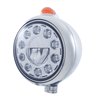 UP31562-Stainless Steel Guide 682-C Headlight 11 LED Bulb & Dual Mode LED Signal-Amber Lens