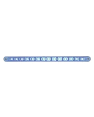 (CARD) 14 LED 12" LIGHT BAR W/ CHROME PLASTIC BEZEL - BLUE LED/CLEAR LENS