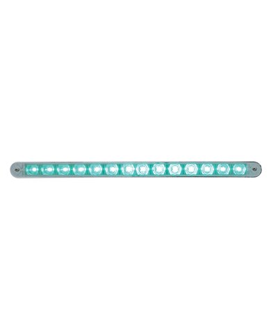 (CARD) 14 LED 12" LIGHT BAR W/ CHROME PLASTIC BEZEL - GREEN LED/CLEAR LENS (CARD) 14 LED 12" LIGHT BAR W/ CHROME PLASTIC BEZEL - GREEN LED/CLEAR LENS