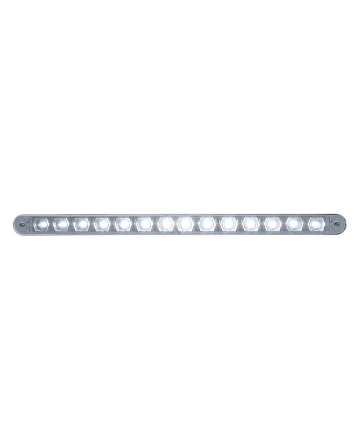 (CARD) 14 LED 12" LIGHT BAR W/ CHROME PLASTIC BEZEL - WHITE LED/CLEAR LENS (CARD) 14 LED 12" LIGHT BAR W/ CHROME PLASTIC BEZEL - WHITE LED/CLEAR LENS