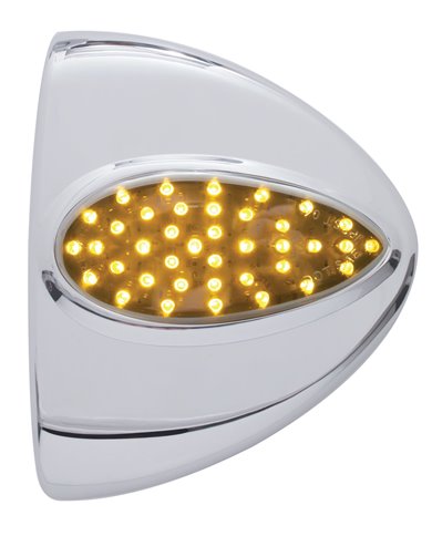 (BULK) 39 AMBER LED "TEARDROP" AUXILIARY/UTILITY TURN SIGNAL LIGHT COVER - CHROME LENS (BULK) 39 AMBER LED "TEARDROP" AUXILIARY/UTILITY TURN SIGNAL LIGHT COVER - CHROME LENS