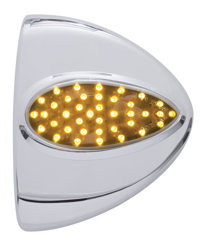 (BULK) 39 AMBER LED "TEARDROP" AUXILIARY/UTILITY TURN SIGNAL LIGHT COVER - CHROME LENS (BULK) 39 AMBER LED "TEARDROP" AUXILIARY/UTILITY TURN SIGNAL LIGHT COVER - CHROME LENS