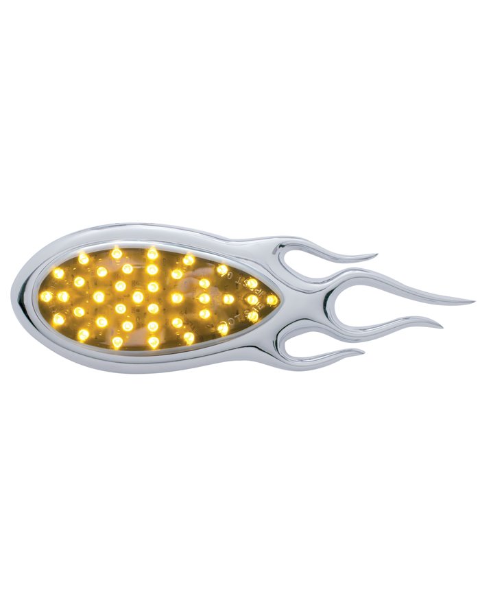 (BULK) 39 AMBER LED "TEARDROP" AUXILIARY/UTILITY LIGHT W/ CHROME "INFERNO" BEZEL - CHROME LENS (BULK) 39 AMBER LED "TEARDROP" AUXILIARY/UTILITY LIGHT W/ CHROME "INFERNO" BEZEL - CHROME LENS