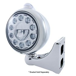 UP31563-Stainless Steel Guide 682-C Headlight 11 LED Bulb & Dual Mode LED Signal-Clear Lens