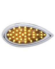(BULK) 39 AMBER LED "TEARDROP" AUXILIARY/UTILITY LIGHT W/ CHROME "TEARDROP" BEZEL - CHROME LENS