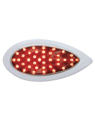 (BULK) 39 RED LED "TEARDROP" AUXILIARY/UTILITY LIGHT W/ CHROME "TEARDROP" BEZEL - CHROME LENS