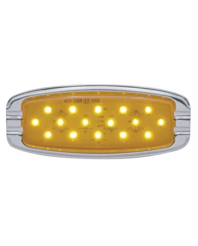 (CARD) 16 AMBER LED RETRO CLEARANCE/MARKER LIGHT W/ CHROME FLUSH MOUNT BEZEL - AMBER LENS (CARD) 16 AMBER LED RETRO CLEARANCE/MARKER LIGHT W/ CHROME FLUSH MOUNT BEZEL - AMBER LENS