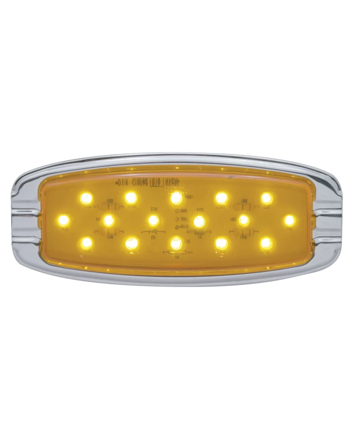 (CARD) 16 AMBER LED RETRO CLEARANCE/MARKER LIGHT W/ CHROME FLUSH MOUNT BEZEL - AMBER LENS (CARD) 16 AMBER LED RETRO CLEARANCE/MARKER LIGHT W/ CHROME FLUSH MOUNT BEZEL - AMBER LENS