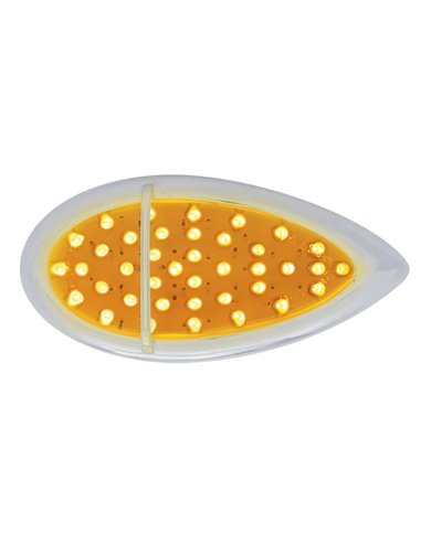 (CARD) 39 AMBER LED "TEARDROP" P/T/C LIGHT W/ CHROME FLUSH MOUNT SINGLE BAR DESIGN BEZEL - AMBER LENS (CARD) 39 AMBER LED "TEARDROP" P/T/C LIGHT W/ CHROME FLUSH MOUNT SINGLE BAR DESIGN BEZEL - AMBER LENS