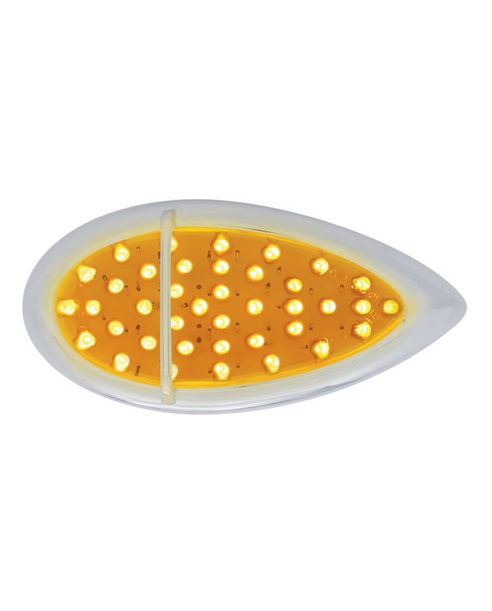 (CARD) 39 AMBER LED "TEARDROP" P/T/C LIGHT W/ CHROME FLUSH MOUNT SINGLE BAR DESIGN BEZEL - AMBER LENS (CARD) 39 AMBER LED "TEARDROP" P/T/C LIGHT W/ CHROME FLUSH MOUNT SINGLE BAR DESIGN BEZEL - AMBER LENS