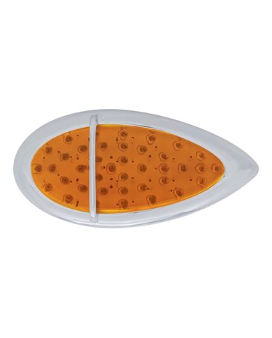 (CARD) 39 AMBER LED "TEARDROP" P/T/C LIGHT W/ CHROME FLUSH MOUNT SINGLE BAR DESIGN BEZEL - AMBER LENS (CARD) 39 AMBER LED "TEARDROP" P/T/C LIGHT W/ CHROME FLUSH MOUNT SINGLE BAR DESIGN BEZEL - AMBER LENS