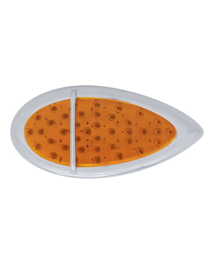 (CARD) 39 AMBER LED "TEARDROP" P/T/C LIGHT W/ CHROME FLUSH MOUNT SINGLE BAR DESIGN BEZEL - AMBER LENS (CARD) 39 AMBER LED "TEARDROP" P/T/C LIGHT W/ CHROME FLUSH MOUNT SINGLE BAR DESIGN BEZEL - AMBER LENS
