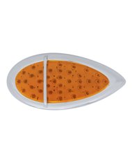 (CARD) 39 AMBER LED "TEARDROP" P/T/C LIGHT W/ CHROME FLUSH MOUNT SINGLE BAR DESIGN BEZEL - AMBER LENS (CARD) 39 AMBER LED "TEARDROP" P/T/C LIGHT W/ CHROME FLUSH MOUNT SINGLE BAR DESIGN BEZEL - AMBER LENS