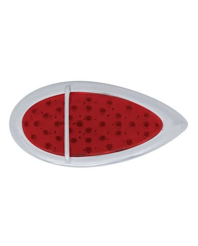 (CARD) 39 RED LED "TEARDROP" S/T/T LIGHT W/ CHROME FLUSH MOUNT SINGLE BAR DESIGN BEZEL - RED LENS (CARD) 39 RED LED "TEARDROP" S/T/T LIGHT W/ CHROME FLUSH MOUNT SINGLE BAR DESIGN BEZEL - RED LENS
