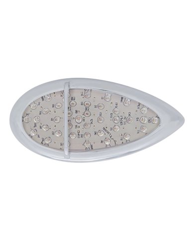 (CARD) 39 AMBER LED "TEARDROP" P/T/C LIGHT W/ CHROME FLUSH MOUNT SINGLE BAR DESIGN BEZEL - CLEAR LENS (CARD) 39 AMBER LED "TEARDROP" P/T/C LIGHT W/ CHROME FLUSH MOUNT SINGLE BAR DESIGN BEZEL - CLEAR LENS