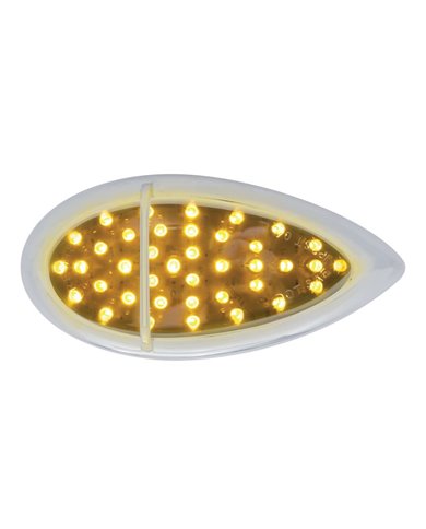 (CARD) 39 AMBER LED "TEARDROP" P/T/C LIGHT W/ CHROME FLUSH MOUNT SINGLE BAR DESIGN BEZEL - CHROME LENS (CARD) 39 AMBER LED "TEARDROP" P/T/C LIGHT W/ CHROME FLUSH MOUNT SINGLE BAR DESIGN BEZEL - CHROME LENS