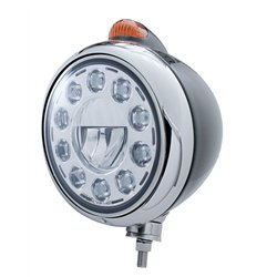 UP31564-Black Guide 682-C Headlight 11 LED Bulb & Dual Mode LED Signal - Amber Lens