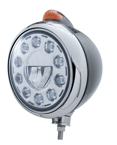 UP31564-Black Guide 682-C Headlight 11 LED Bulb & Dual Mode LED Signal - Amber Lens