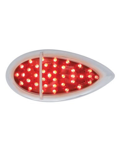 (CARD) 39 RED LED "TEARDROP" S/T/T LIGHT W/ CHROME SINGLE BAR DESIGN FLUSH MOUNT BEZEL - CHROME LENS (CARD) 39 RED LED "TEARDROP" S/T/T LIGHT W/ CHROME SINGLE BAR DESIGN FLUSH MOUNT BEZEL - CHROME LENS